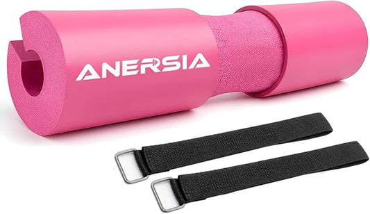 Barbell Pad for Squats & Hip Thrusts – 1.2” Extra-Thick High-Density Foam – Non-Slip Neck & Shoulder Support Cushion – Fits Olympic & Standard Bars – Quick On/Off Design + 2 Securing Straps