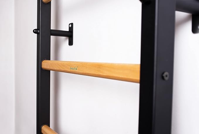 Wooden Swedish Ladder Wall Stall Bar - Indoor Chin Up Bar Workout Equipment for Home Exercise, Physical Therapy, Gymnastics, Fitness