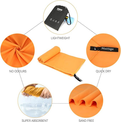 Microfiber Towel Large for Beach, Travel, Swimming, Bath, Pool–Quick Dry, Ultra Compact, Sand Free, Lightweight & Super Absorbent(Orange,63x35 in)