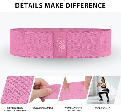 Fabric Resistance Bands Set, 3 Colors with Carry Bag, Non-Slip Workout Bands for Legs and Glutes- Different streght Levels.