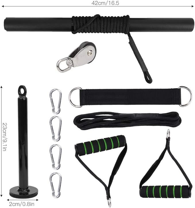 11Pcs DIY Fitness Equipment Accessories Set Strength Power Training Device Kit for Home Gym Pulley System with Adjustable Endurance for Full Body Workout