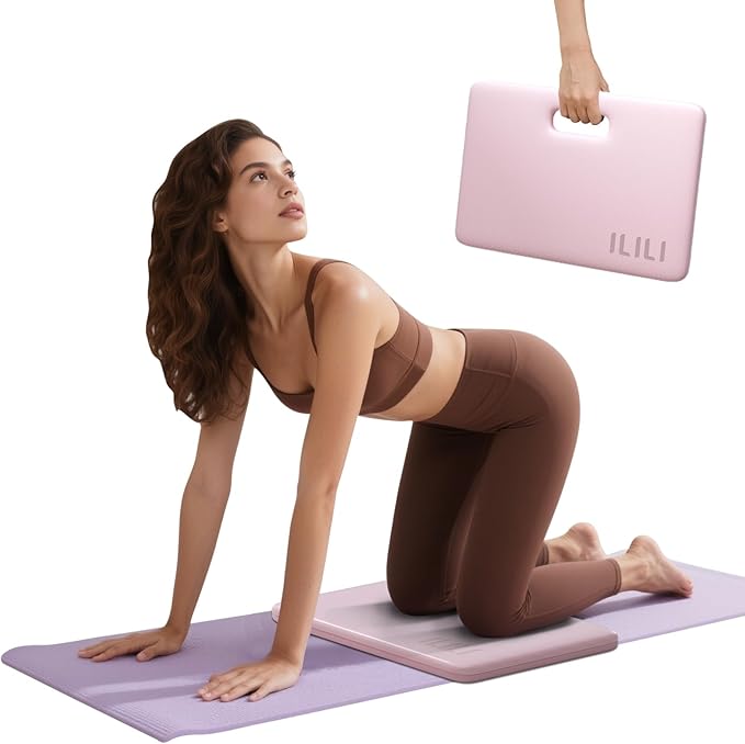 ILILI Yoga Knee Pad Foldable, TPE Soft Pad 24*17*0.5inch (Folding Size 17*12*1inch) for Knee Push-ups, Plank Support＆Elbow/Knee Support, Portable and Lightweight for Yoga Pilates, Fitness Exercise, Outdoor