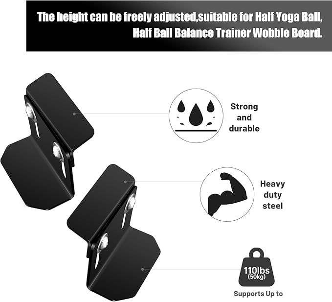 Adjustable Wall Mount Exercise Balance Ball Storage Bracket Yoga Ball Holder, Half Exercise Ball Rack for Strength Fitness Ball Trainer Organizer Holder for Home Gym Studios Workouts
