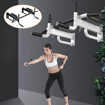 Wall Mounted Pull-Up Bar, Multifunctional Sports Stand for Home Fitness Training, Single and Double Bar Exercise Machine