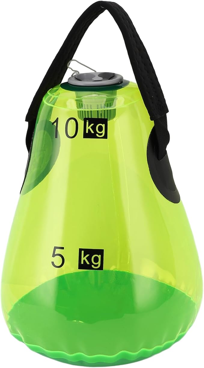Water Filled Kettlebell Inflatable Portable Soft Handle 10kg Capacity Water Weight Bag for Home Gym Travel Workout Green PVC Material
