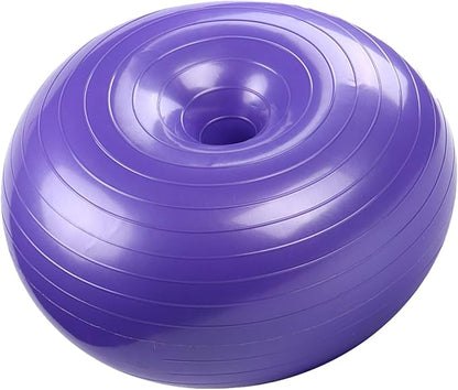 VOSAREA Inflatable Donut Yoga Ball with Air Pump, Thickened Durable Stability Ball for Core Training and Pregnancy Exercise, Purple Gym Balance Trainer for Home and Office