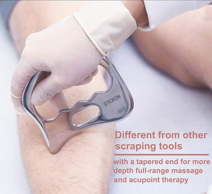 STICKON Stainless Steel Gua Sha Scraping Massage Tool IASTM Tools Great Soft Tissue Mobilization Tool (K Shape)