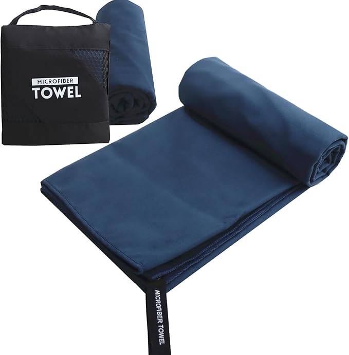Quick Dry Towel Microfiber (16" x 32") Camping Towels Fast Drying Lightweight, Super Absorbent Travel Towel, Compact Gym Towel for Sports, Gym, Beach, Travel, Fitness, Pool, Backpacking (Navy Blue)