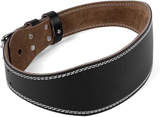 tegongse Faux Leather Weight Lifting Belt - Double Prong Power Lower Back & Lumbar Support for Squats, Deadlifts, Men & Women