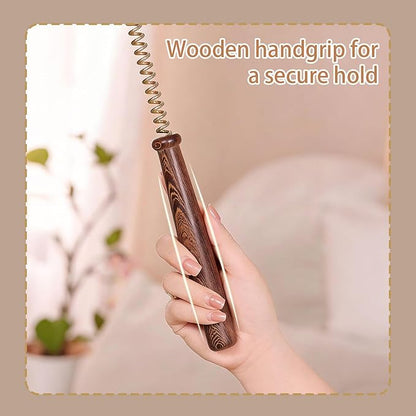 Wooden Spring Massage Hammer,Long Size Manual Lymphatic Drainage Massage Hammer,Wood Therapy Body Massager,Brown,15.5 Inches,1 Piece