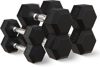 BalanceFrom Premium Rubber Encased Hex Dumbbell Sets, 46LBS Set, 60LBS Set, 100LBS Set