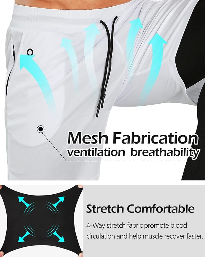 Aolesy Men's 2 in 1 Running Pants, Gym Workout Compression Pants for Men Training Athletic