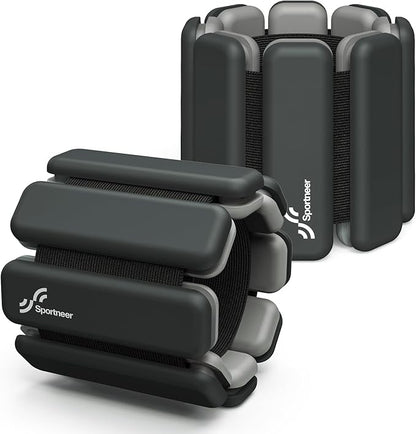 Sportneer Wrist & Ankle Weights for Women Men - 1 Pair (1 lb/2 lb Each) | Adjustable Weighted Bracelet Silicone Bangles for Yoga, Dance, Pilates, Cardio, Aerobics, Gym, Pool Exercises and Jogging