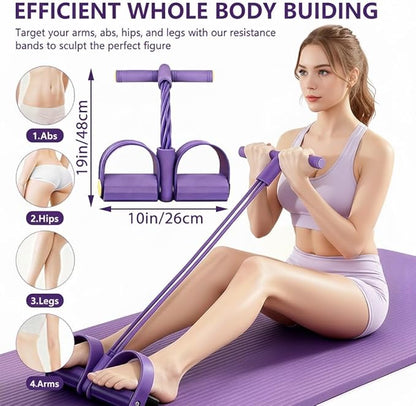 6 Tube Pedal Resistance Band Device, Foot Pedal Resistance Band with Handle, Multifunction Pilates Bar Kit Exercise Accessories Home Workout Equipment for Women Gym Arm Waist Leg Training