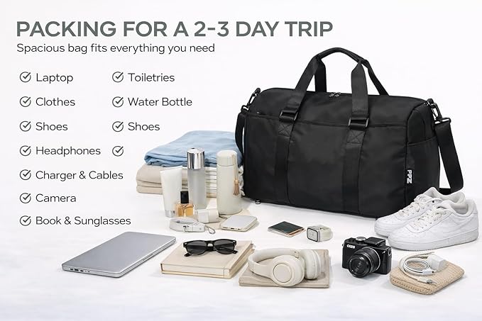 2-in-1 Gym Duffle Bag Backpack for Men & Women, Convertible Sports Bag with Shoe Compartment, Water-Resistant Travel Workout Bag for Gym, Fitness, Weekender, Black (black)
