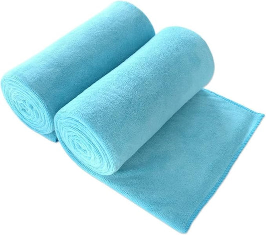 JML Large Microfiber Bath Sheet Towel, 2 Pack 35" x 70", Oversized, Soft, Super Absorbent Fast Dry Bath Towels with Hanging Loop for Adult in Gym Yoga Sauna, Aquamarine