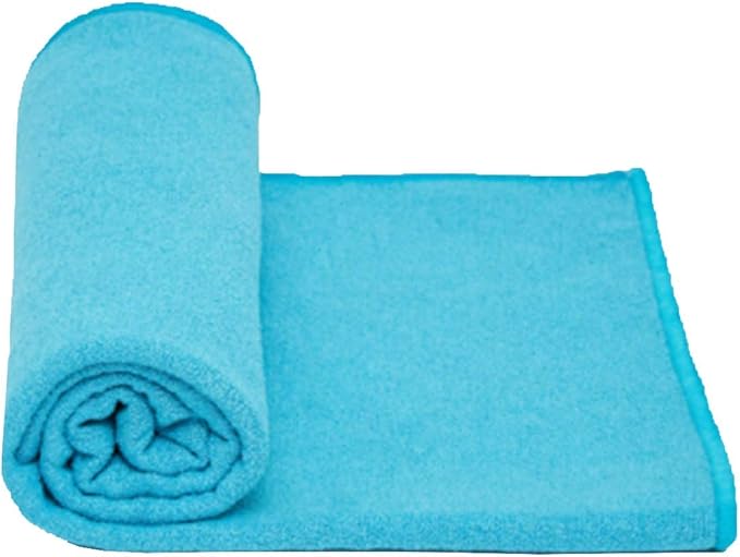 Private Island Hot Yoga Beach Mat Towel Non Slip Recycling Microfiber Quick Dry Compact Sand Water Sports Gym Picnic Blanket Outdoor Camping 24”x68” (Blue, Large)