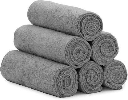 Quick D. Microfiber Gym Towels 16x27 Inch – 5 Pack, Quick Dry, Soft & Absorbent Workout Towels for Gym, Sports & Fitness (Grey)