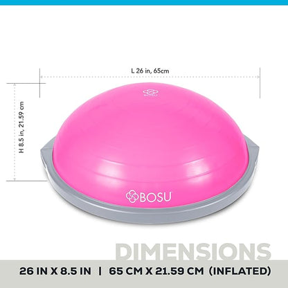 Bosu Balance Ball Exercise Trainer, Home Gym Equipment w/ Guided Workouts & Pump, 26", Blue - Inflatable Fitness Platform for Strength Training, Standing, Balancing, and Core Workout