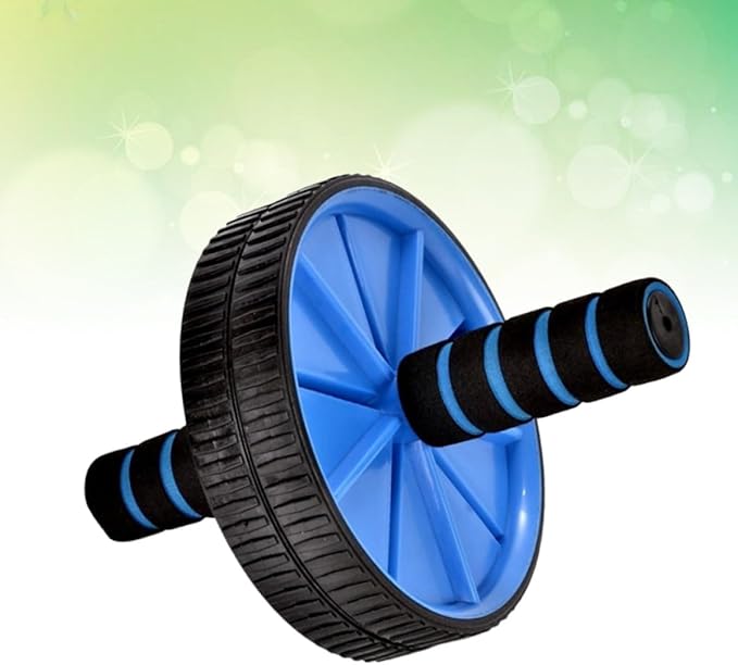 Kisangel Double Wheel Abdominal Exercise Roller, Quiet Fitness Ab Roller for Core Strength Training, Blue Abdominal Wheel for Home Workout and Muscle Conditioning
