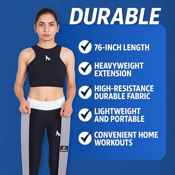 76 Inch Fabric Resistance Band - Extra Long Heavy Duty Exercise Loop for Full Body Stretching, Pull Up Assist & Yoga - Non-Slip Durable Cloth Workout Band for Men & Women, Home Fitness & Mobility