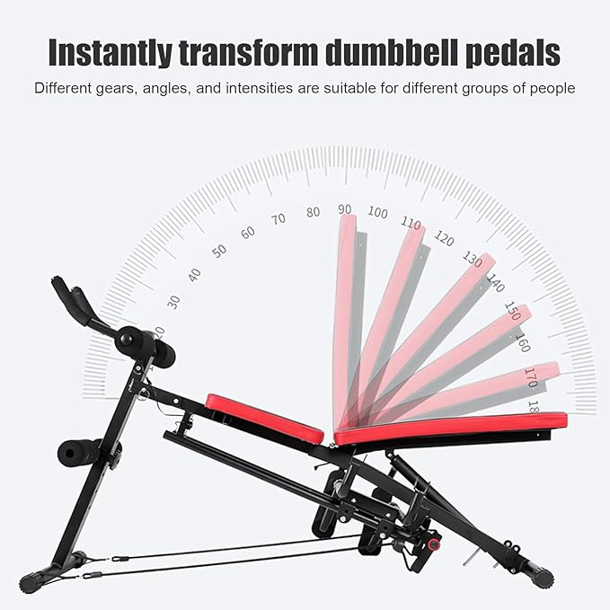 Adjustable Weight Bench for Home Gym, Folding Sit Up Bench, Abdominal Exercise Equipment, Curved Incline/Decline Ab Bench with 660 Lbs Weight Capacity for Full Body Workout & Strength Training