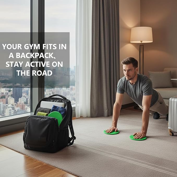 2Pcs Core Sliders for Full - Body Workout | Fast Speed Slide Plate for Balance & Coordination | Round Gliding Discs for Home/Gym/Travel | Lightweight & Portable, Green