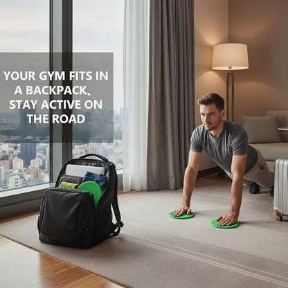 2Pcs Core Sliders for Full - Body Workout | Fast Speed Slide Plate for Balance & Coordination | Round Gliding Discs for Home/Gym/Travel | Lightweight & Portable, Green