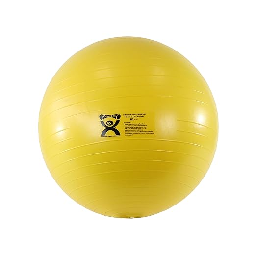 CanDo Inflatable Exercise Ball - Yellow 17.7", Durable Extra Thick Non-Slip Stability Ball for Core Workouts, Yoga, Pilates, Active Seating, Physical Therapy, Pregnancy, Home Gym, Flexibility