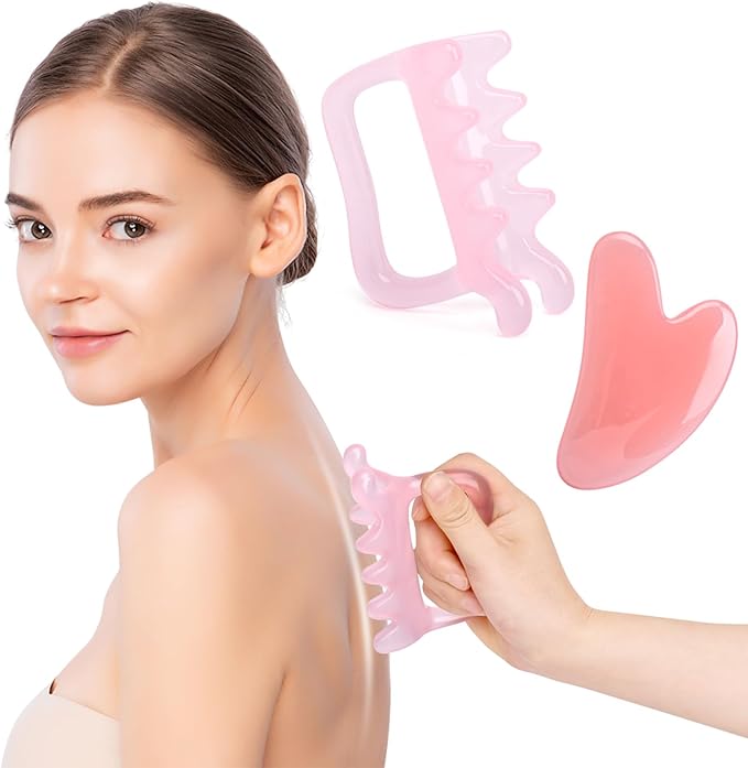 iayokocc 2 Pcs Resin Scraping Tools Kit, Gua Sha Facial Muscle Scraper Massage Tool for Cellulite Trigger Point, Lymphatic Drainage Massager for Body Release Muscle Knot Cellulite Remover