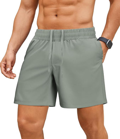 PINSPARK Men's Workout Shorts 5" Lightweight Running Shorts Quick Dry Athletic Gym Shorts with Zip Pocket Towel Loop