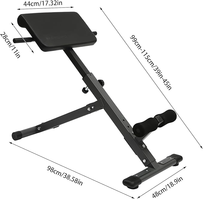 Foldable Roman Chair Back Extension Machine, 5-Position Adjustable Hyperextension Bench for Home Gym, Sit up Fitness Equipment for Core Strength Glutes Workout, 330 lbs Capacity Upgraded Black