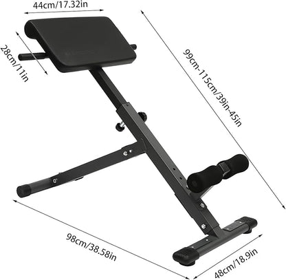 Foldable Roman Chair Back Extension Machine, 5-Position Adjustable Hyperextension Bench for Home Gym, Sit up Fitness Equipment for Core Strength Glutes Workout, 330 lbs Capacity Upgraded Black