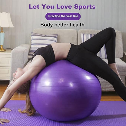 Exercise Ball, Explosion-Proof Yoga Balance Ball(25in /65cm) with Pump, Heavy Duty Swiss Ball for Fitness, Pregnancy, Balance & Physical Therapy, Fitness in Home/Gym/Office