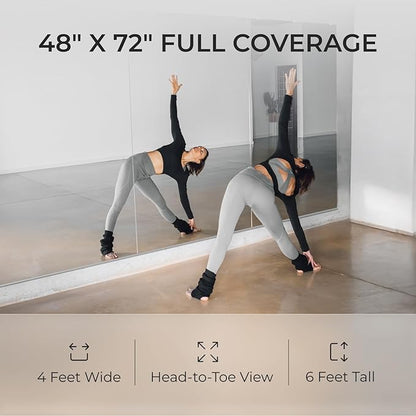 Fab Glass and Mirror Tempered Glass Gym Mirror - 48”x72” Shatterproof HD Wall Mirror for Home Gym, Dance Studio, Workout Room - Professional Grade Safety Backing - USA Exclusive Frameless Design