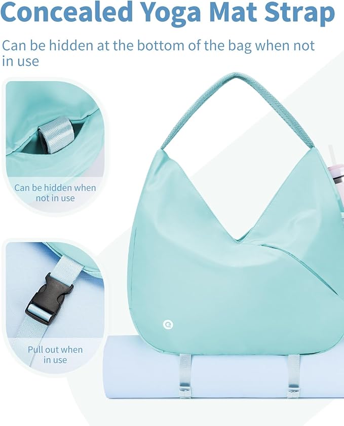 Ceneda Large Gym Bag for Women with Hidden Yoga Mat Holder & Shoe Compartment & Wet Pocket, Sports Duffle Bag for Travel