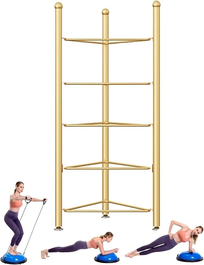 Balance Ball Half Rack 3/5/6/7 Tiers, Iron Half Exercise Balls Holder for Yoga Ball, Home Gym Studios Standing Balls Balance Trainer Shelf