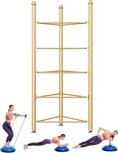 Balance Ball Half Rack 3/5/6/7 Tiers, Iron Half Exercise Balls Holder for Yoga Ball, Home Gym Studios Standing Balls Balance Trainer Shelf