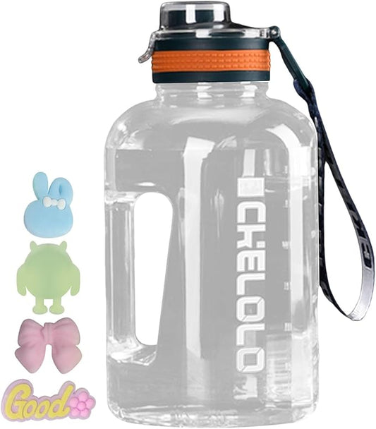 56oz Gym Water Bottle, BPA Free Leak Proof Half Gallon Large Water Jugs with Time Marker and Handle,Reusable Plastic Big Sports Water Bottle for Outdoor,Home,Fitness,Workout,Camping,Hiking