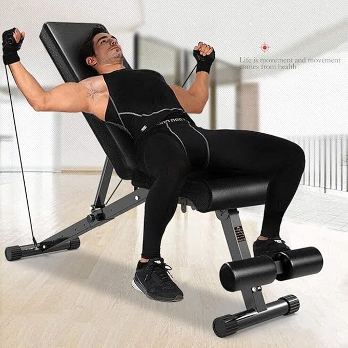 Adjustable Utility Bench for Home Gym, Foldable Sit-Up Bench, Full Body Workout Weight Bench, Flat/Incline/Decline Positions
