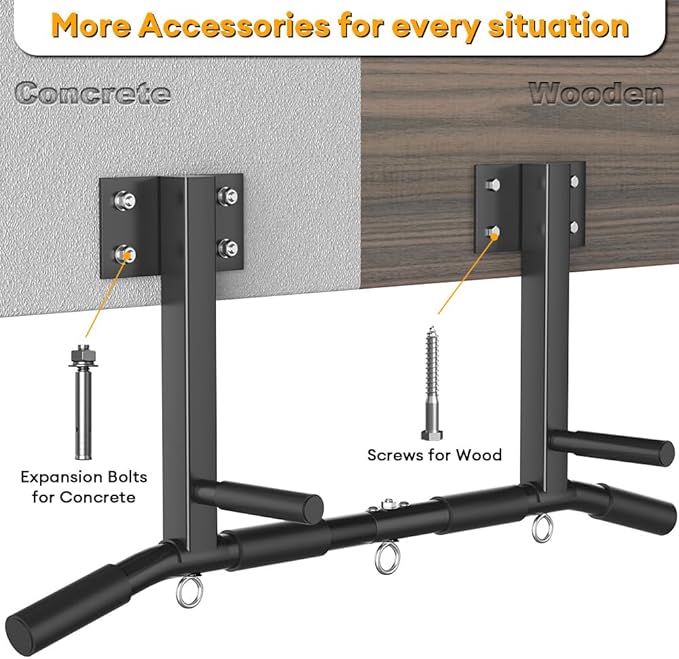 Wall Mount Pull Up Bar, Joist Beam Rafter Mount Pull-up Bar, Ceiling Mounted Chin Up Bar for Home Gym with Punching Bag Hanger