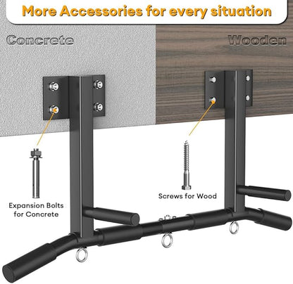 Wall Mount Pull Up Bar, Joist Beam Rafter Mount Pull-up Bar, Ceiling Mounted Chin Up Bar for Home Gym with Punching Bag Hanger