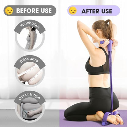 Multifunctional 6 Tube Elastic Yoga Resistance Bands for Waist Arm Leg Stretching, Affordable Training Aid, Latest Upgrade Sit Up Exercise Equipment for Women Men (Purple)