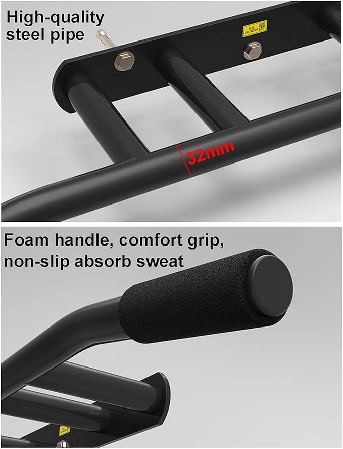 Indoor Exercise Fitness Pull-up Bar, Wall-Mounted Horizontal Bar, Multifunctional Strength Training Rod, for Home Gym, Easy to Install (Steel)