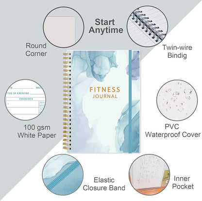 Simplified Fitness Journal for Women & Men,A5 Workout Journal/Planner Daily Exercise Log Book to Weight Loss, Gym, Muscle Gain, Bodybuilding Progress, 5.8"x8.3", Teal Flower