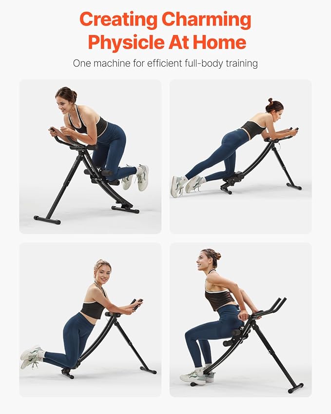 VEVOR AB Workout Machine, Ab Workout Equipment at Home Gym, Core & Abdominal Trainers for Women, 440 lbs Weight Capacity Strength Training Ab Cruncher, Foldable Adjustable Fitness Exerciser