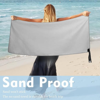 Microfiber Travel Towel, Soft Lightweight Quick Dry Towel, Super Absorbent Compact Travel & Sports & Beach Towels for Camping, Backpack, Gym, Swimming, Yoga, Hiking (XS:12"×24" -White Gray)