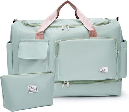 Small Gym Bag for Women, Travel Duffle Bag Carry On Weekender Bag with Shoe Compartment