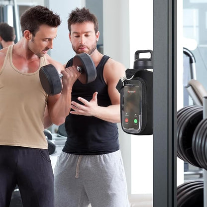 Magnetic Gym Bag, Magnetic Water Bottle Carrier Holder Gym Crossbody Sling Phone Pocket with Strap 6 Strong Magnets Pouch Sleeve for Men Women Travel Work Sports Fitness Accessories Organizer