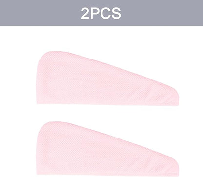 Microfiber Hair Towel, 2 Packs Hair Turbans for Wet Hair, Drying Hair Wrap Towels for Curly Hair Women, Large Hair Towel for All Hair Style, Pink